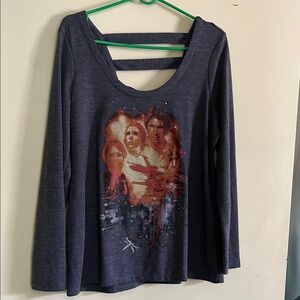 EUC Star Wars x Rock & Republic illustrated long sleeve  shirt with back detail